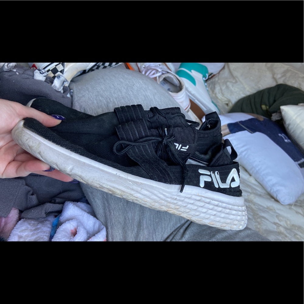 Black knit Filas